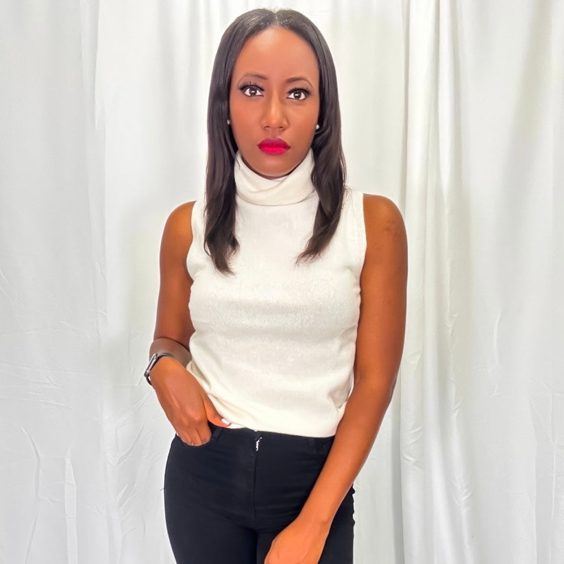 The Wool Blend Sleeveless Turtleneck Top