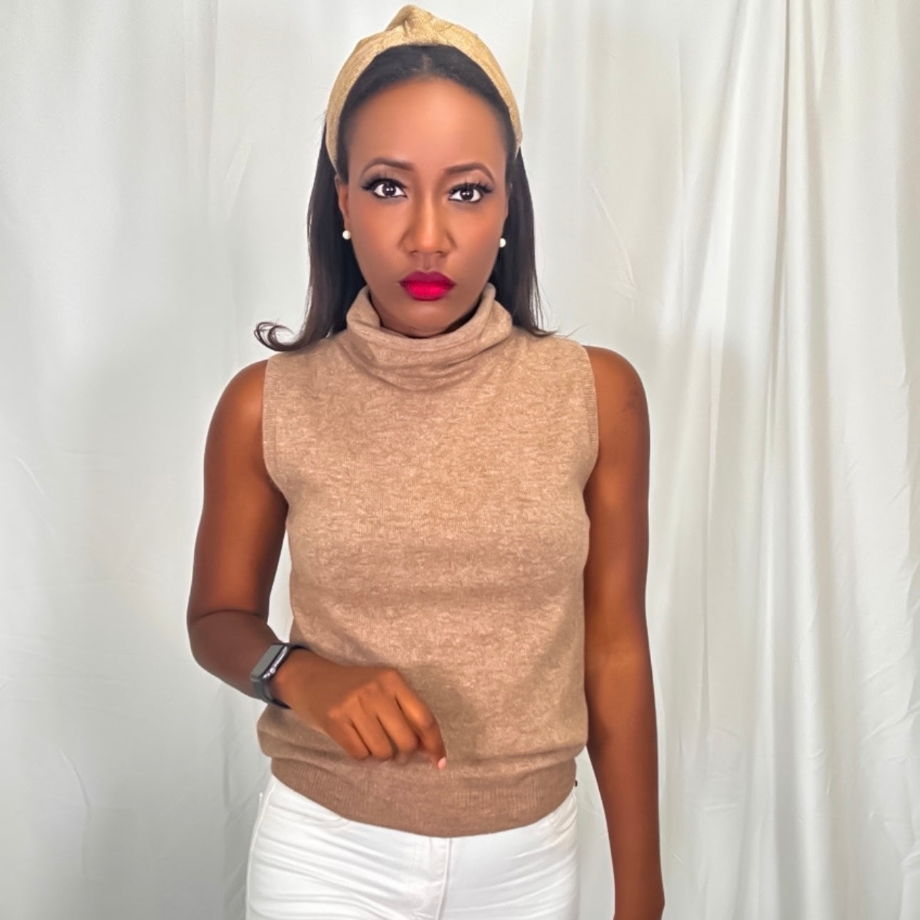 The Wool Blend Sleeveless Turtleneck Top